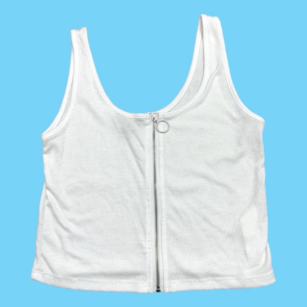 White Zip up Tank Top (Streetwear Society - Forever 21) XL